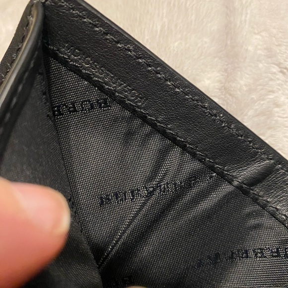 Authentic Burberry Black Leather and Plaid Canvas Wallet - Picture 6 of 10